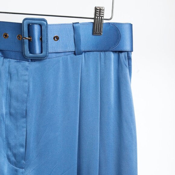 Zimmermann PF/24 Cornflower Belted Charmeuse Silk Tuck Pants - Picture 4 of 10
